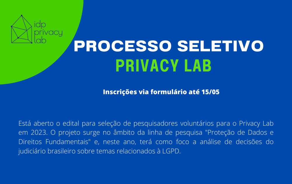 CEDIS publica edital de seleção para o Projeto IDP Privacy Lab